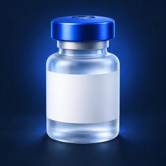 Symbolbild zu DSIP: stilisiertes Glasfläschchen mit blauem Deckel.